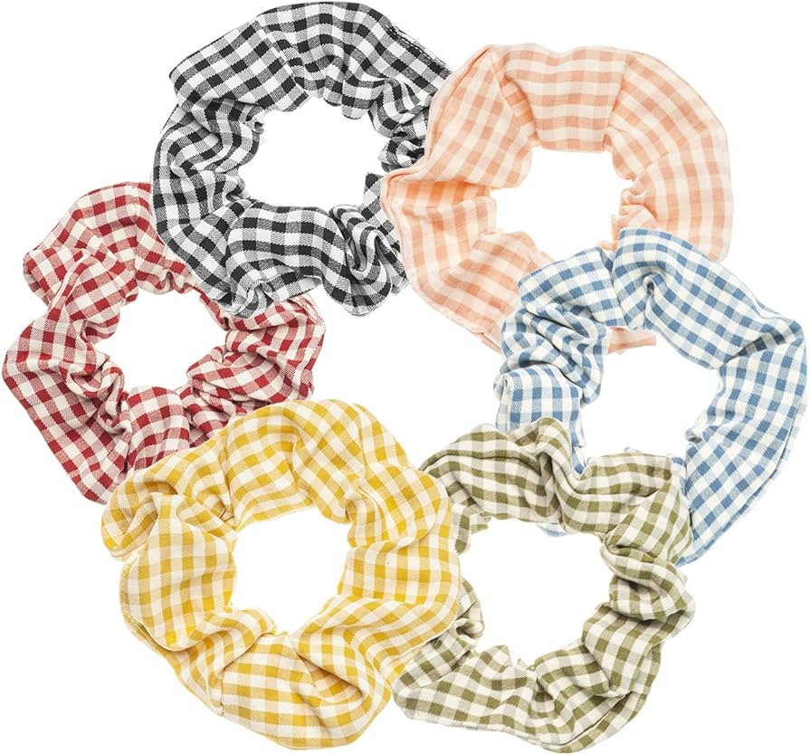 Scrunchies for Hair, Classic Plaid Hair Scrunchies for Women, Bandana Scrunchies, 6PCS Bandana Sc... | Amazon (US)