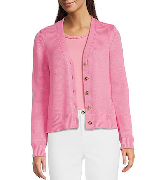 Lilly Pulitzer Tippery Knit V-Neck Long Sleeve Cardigan | Dillard's | Dillard's