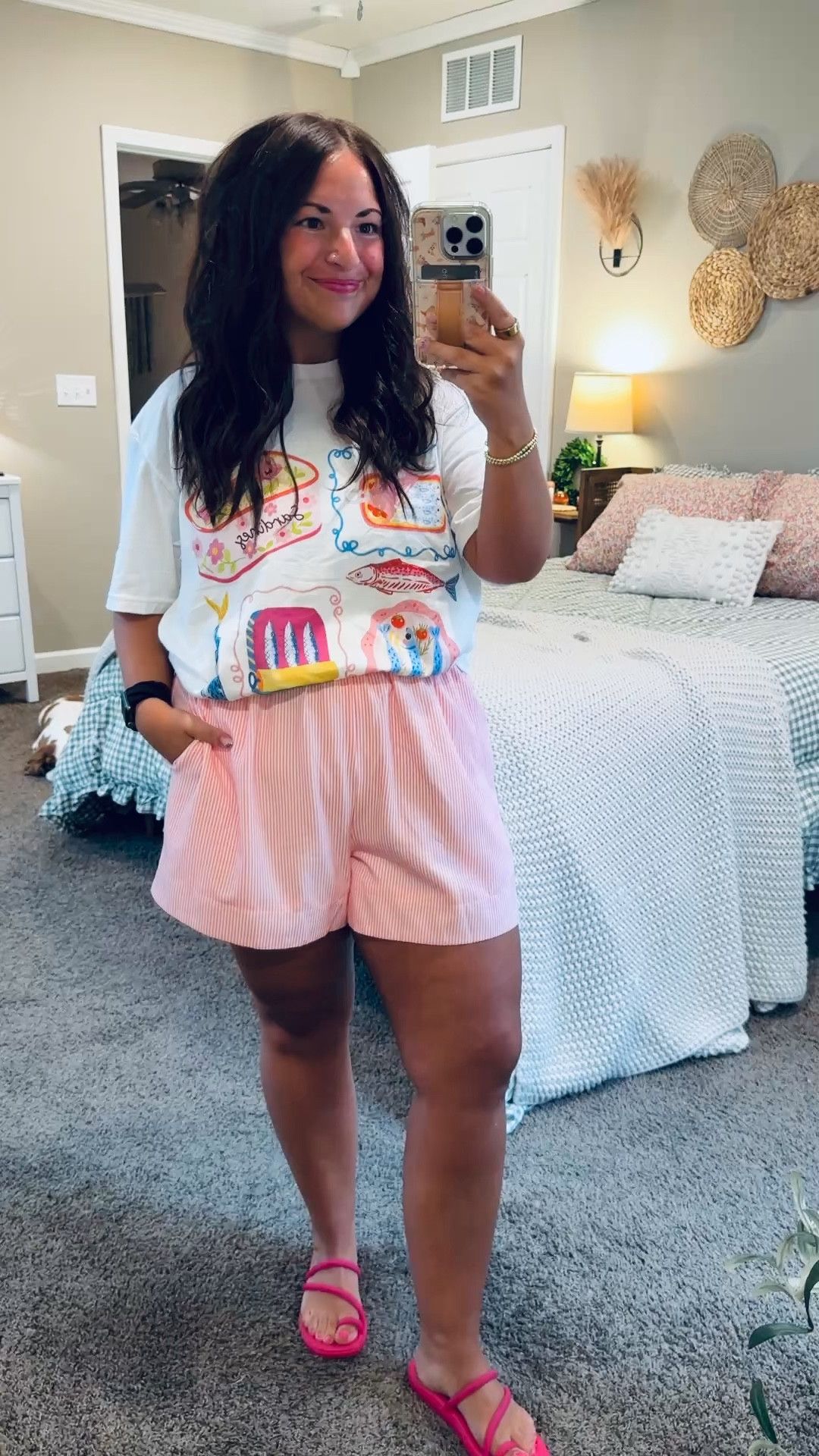 Trending for a reason 🤍 Graphic tees and striped shorts are the ultimate casual summer combo—laid-back, cute, and perfect for all your warm-weather plans ☀️

sandals: fit true to size // wearing a 4
shorts: fit true to size // wearing a large
tee: fits true to size // wearing a large 

 #LTKootd #LTKMidsize