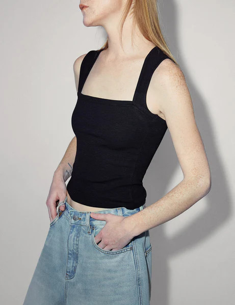Black Square Neck Tank Top | Pixie Market