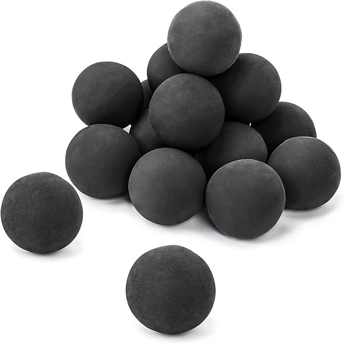 GRISUN Ceramic Fire Balls, 3 Inch Set of 15 Round Fire Stones for Indoor and Outdoor Fire Pits, B... | Amazon (US)