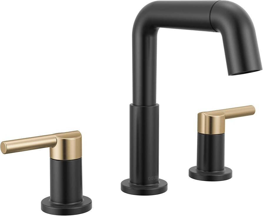 Delta Nicoli Matte Black/Brushed Gold Bathroom Faucet with Sprayer, 8 Inch 3 Hole Widespread Bath... | Amazon (US)