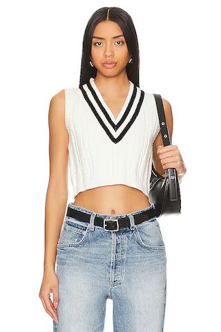 MORE TO COME Jade Varsity Cropped Vest in White from Revolve.com | Revolve Clothing (Global)
