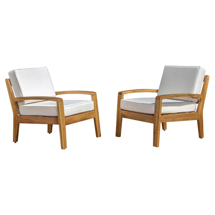 Grenada Set of 2 Wooden Club Chairs With Cushions - Christopher Knight Home | Target