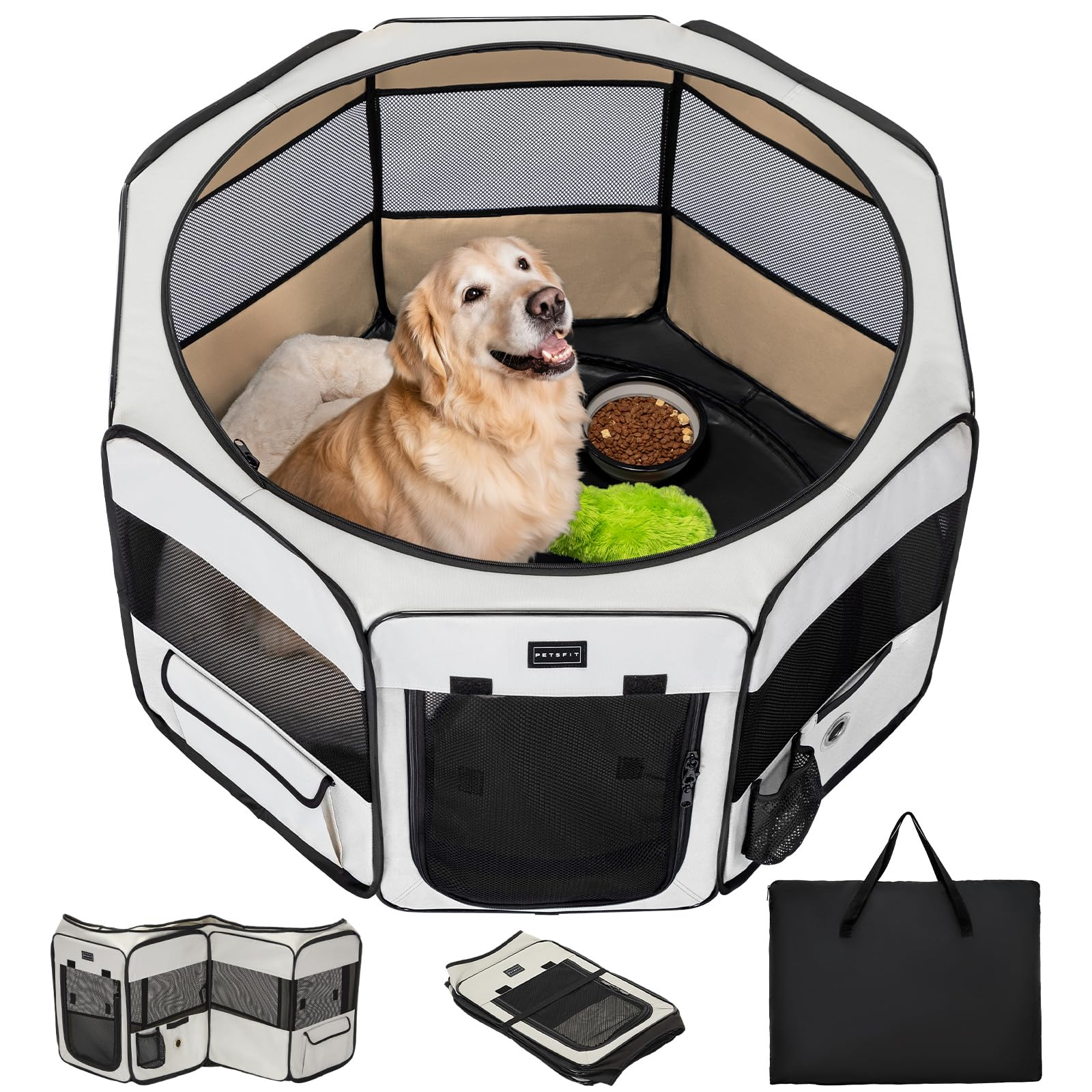 PETSFIT 45.5" Dog Playpen Indoor/Outdoor-Jump-Proof 28.5" Height with Removable Waterproof Mat & ... | Amazon (US)
