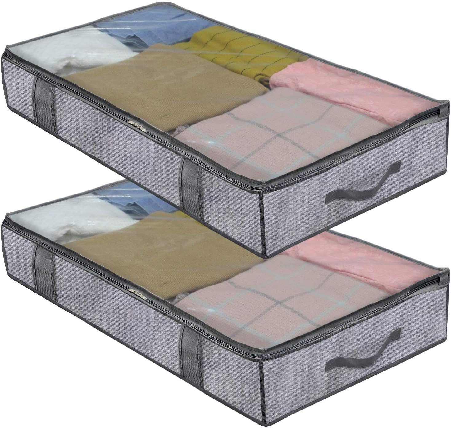 Onlyeasy Foldable Underbed Bags - 2 Pack Blankets Clothes Comforters Storage Bag Breathable Zippe... | Amazon (US)