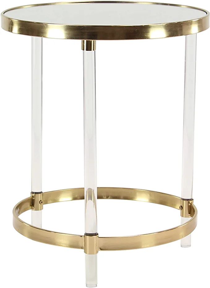 Deco 79 Acrylic Round Accent Table with Mirrored Top and Acrylic Legs, 19" x 19" x 23", Gold | Amazon (US)