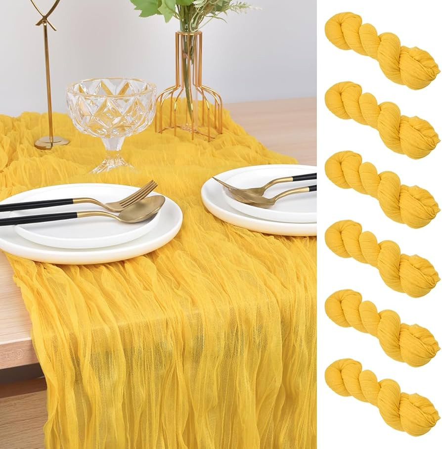 Joanlody Yellow Easter Cheesecloth Table Runner 10Ft Rustic Gauze Boho Spring Summer Cheese Cloth... | Amazon (US)