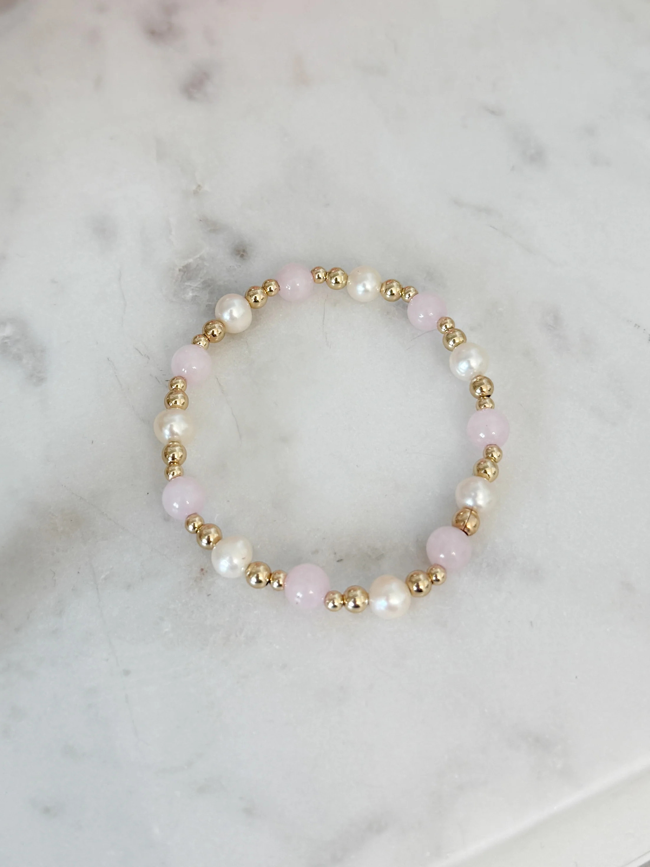 Blushing Rose Quartz + Pearl Bracelet | Carin Rose