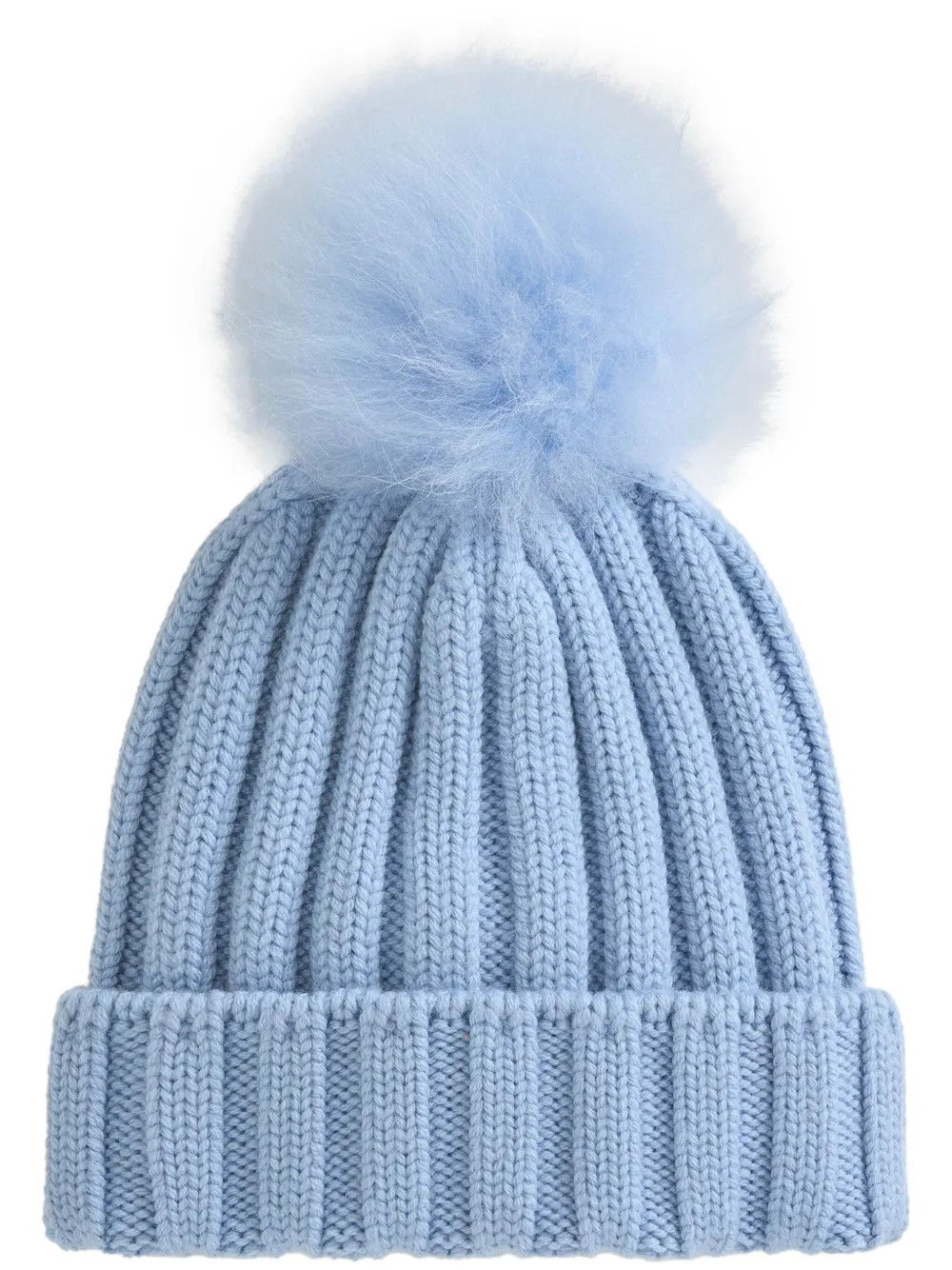 Woolrich Pompom Virgin Wool Beanie | Blue | FARFETCH | Farfetch Global