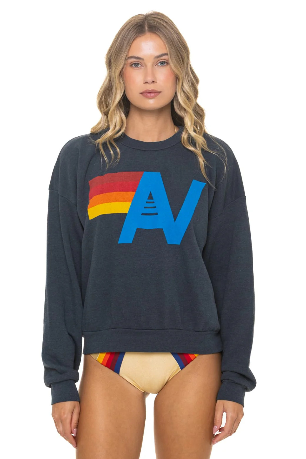LOGO RELAXED CREW SWEATSHIRT - CHARCOAL | Aviator Nation