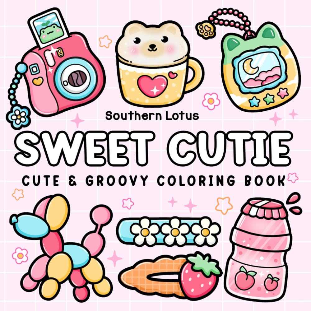 Sweet Cutie: Coloring Book for Adults and Kids, Cute and Groovy Designs for Relaxation, Simple an... | Amazon (US)