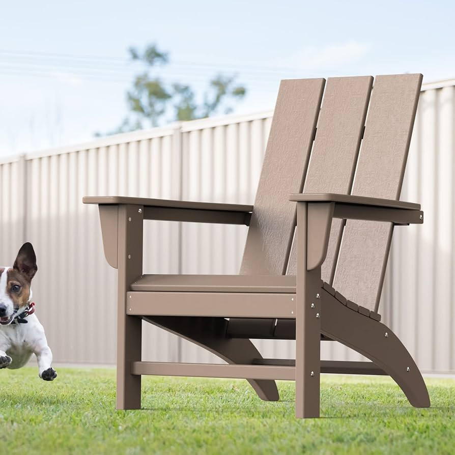 Modern Adirondack Chair Wood Texture, Poly Lumber Patio Chairs, Pre-Assembled Weather Resistant O... | Amazon (US)