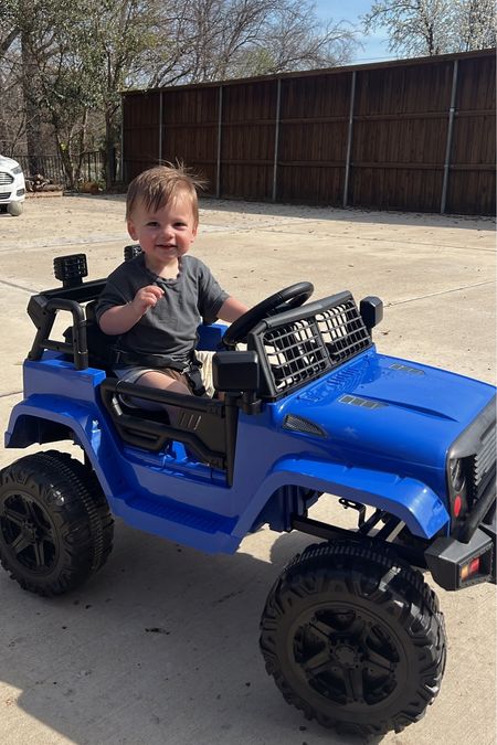 Bakers new toy car! It’s remote controlled or once he gets big enough, he can control it on his own with the wheel/pedal! So fun for 1 year old toddlers/kids for summer.

#LTKfamily #LTKkids #LTKbaby