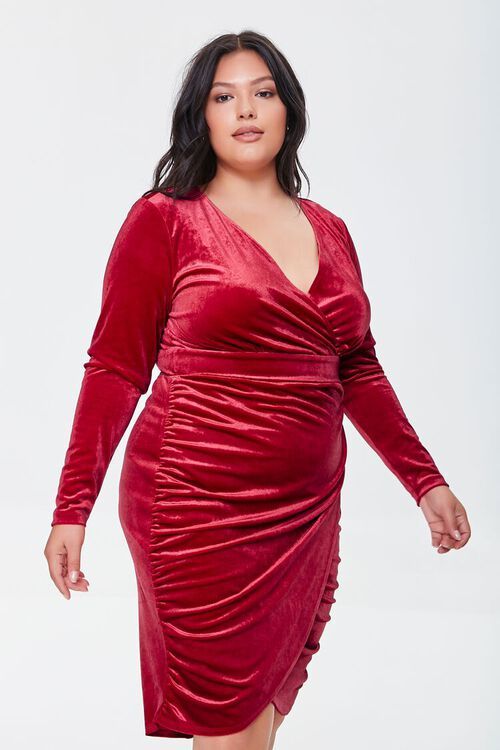 Plus Size Velour Shirred Dress | Forever 21 (US)