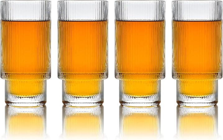 Greenline Goods Ripple Drinking Glasses - 12 oz Modern Kitchen Glassware Set - Unique Vintage Cup... | Amazon (US)