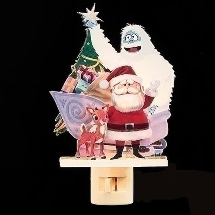 Roman 134106 Rudolph and Friends Night Light, Laser Print, Swivel Plug-in, 6-inch Height, Plastic | Amazon (US)