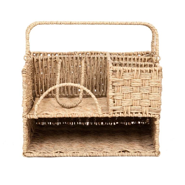 Better Homes & Gardens Resin Rattan All-in-one Serving Caddy, Beige - Walmart.com | Walmart (US)