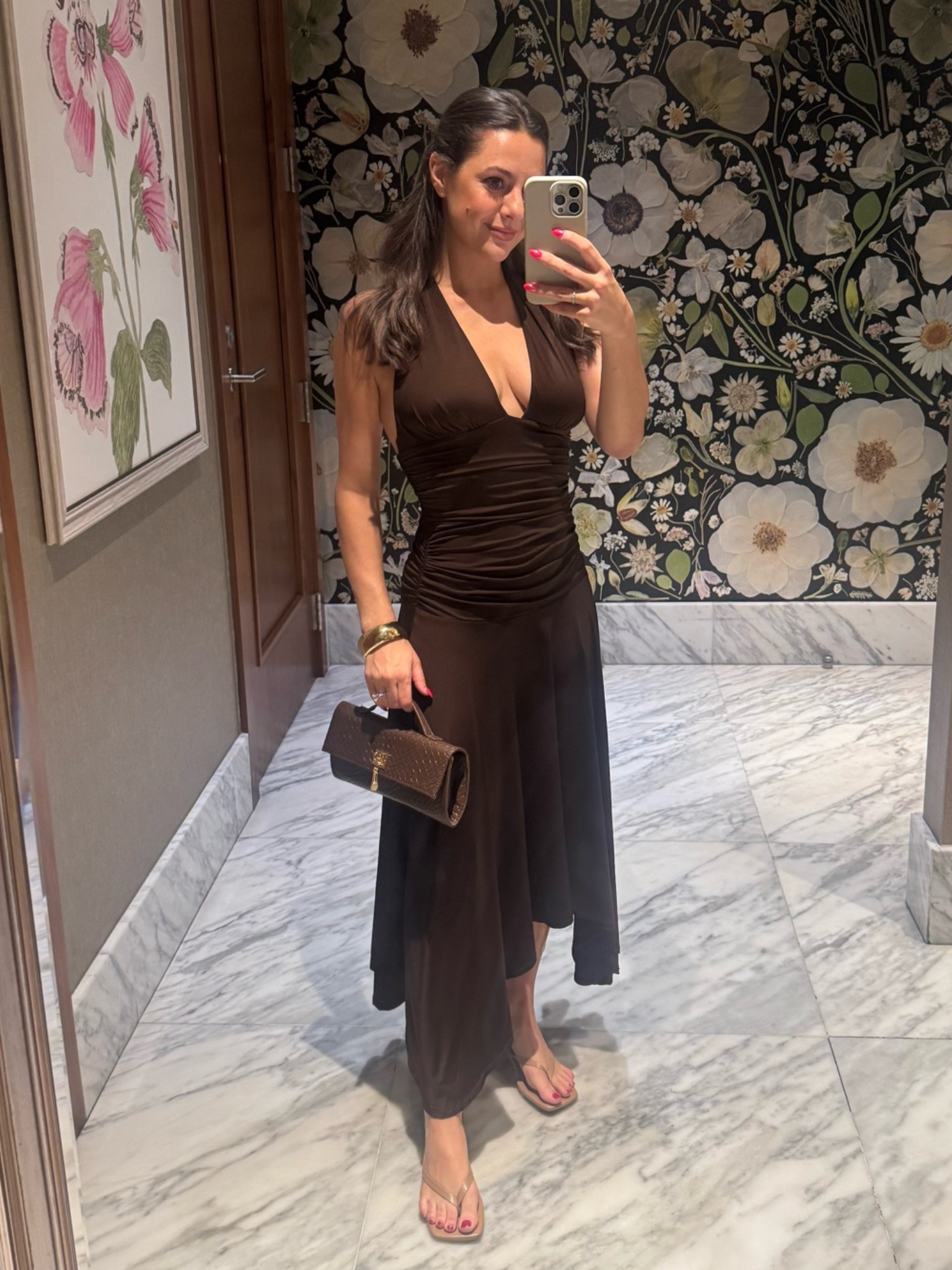 dinner outfit in Miami
Brown midi dress from FashionPass 
Everything else is Amazon! Linked similar bag/ bangles

#LTKdayinmylife #LTKTravel #LTKfoodie