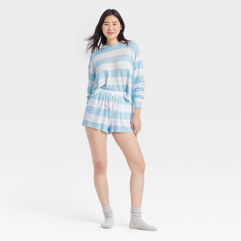Women's Striped Fleece Lounge Shorts - Colsie™ Blue | Target