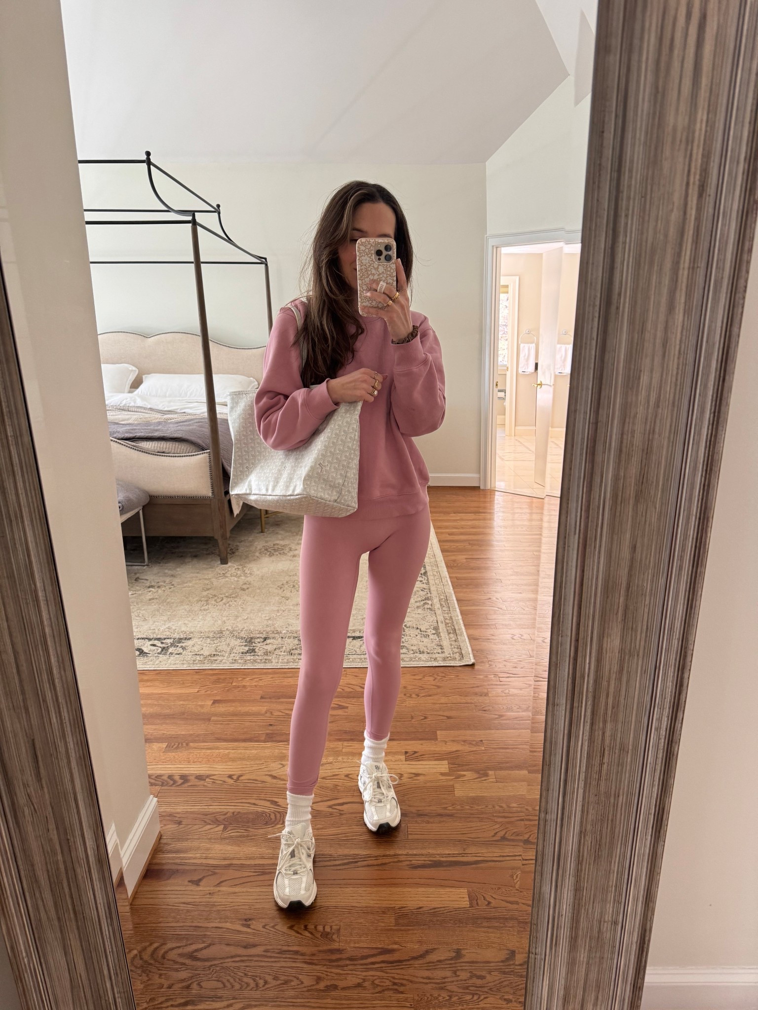 Aritzia Butter leggings and sweatshirt, both run true to size. Found a look for less for my Goyard tote, under $30! 

#LTKStyleTip #LTKFindsUnder100 #LTKActive