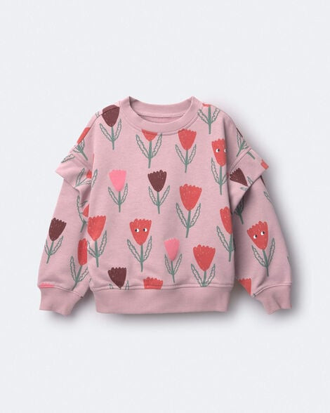 Toddler Girl Double Layer Pullover Sweatshirt in Tulip Print - Mauve - Otter Avenue | Carter's | Carter's Inc
