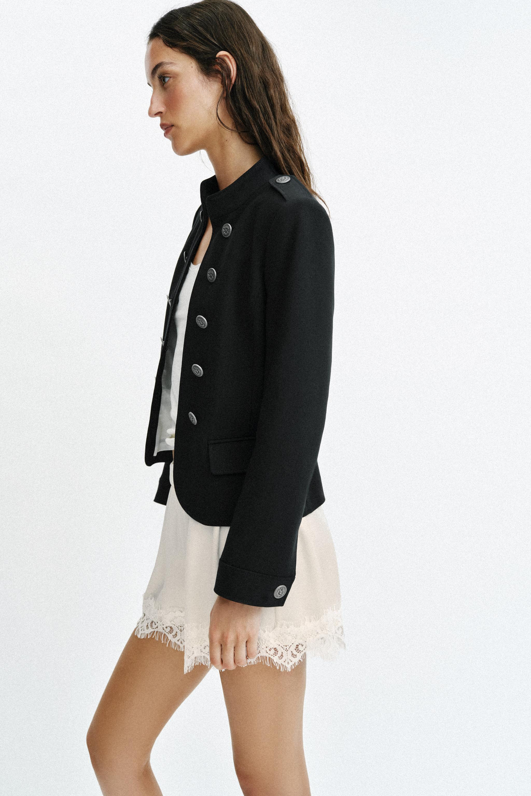 FITTED JACKET WITH SHOULDER PADS AND BUTTONS | Zara US