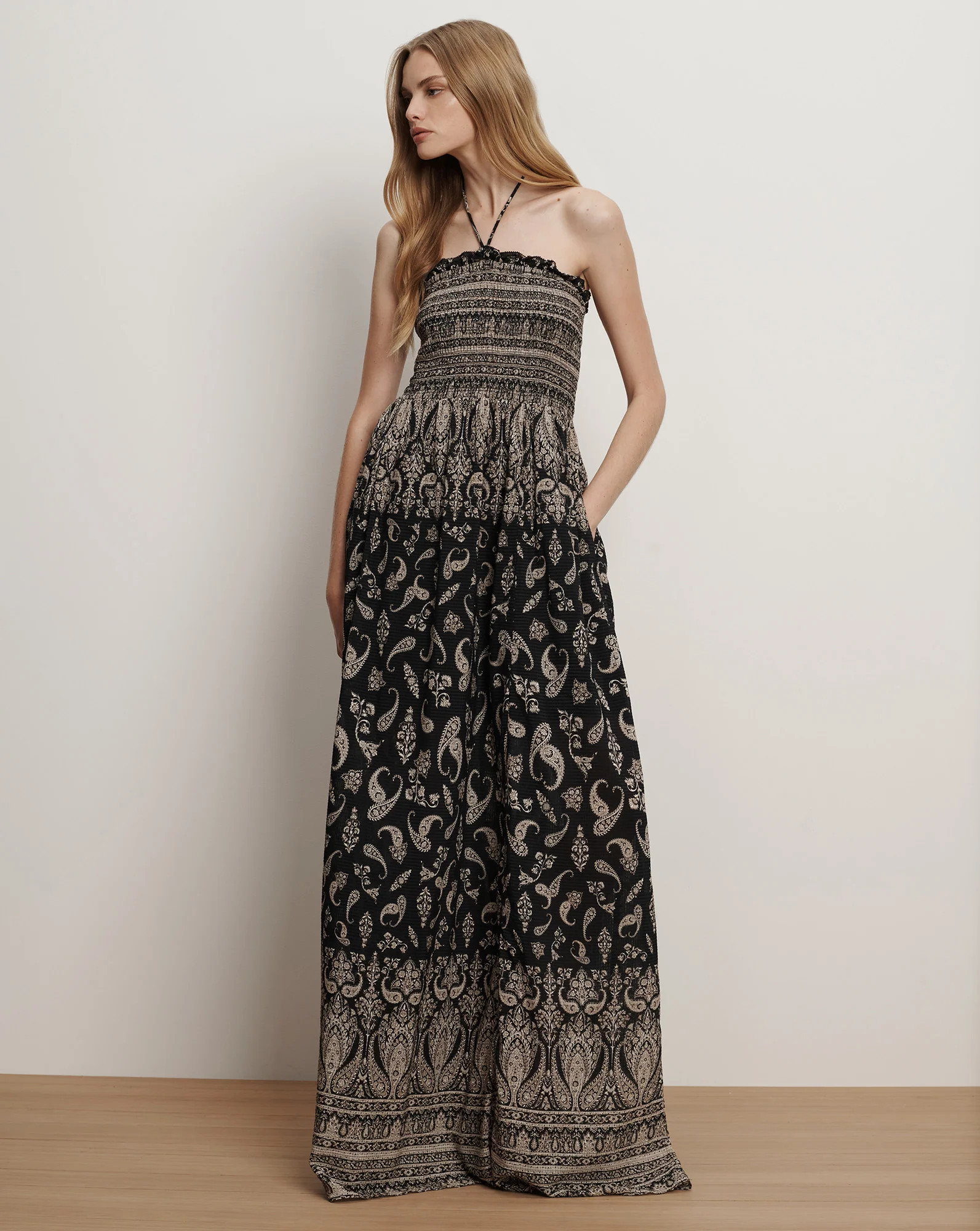 Ayanna Halter Maxi Dress in Black Paisley Multi | Veronica Beard | Veronica Beard