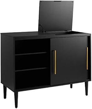 Crosley Furniture Everett Mid-Century Modern Media Console, Matte Black | Amazon (US)