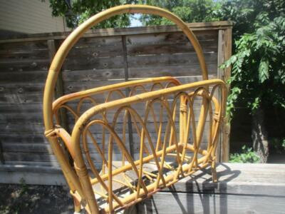 Bamboo Rattan Magazine/Newspaper Rack W/ Handle 20" Tall To Handle x 18" Across | eBay US