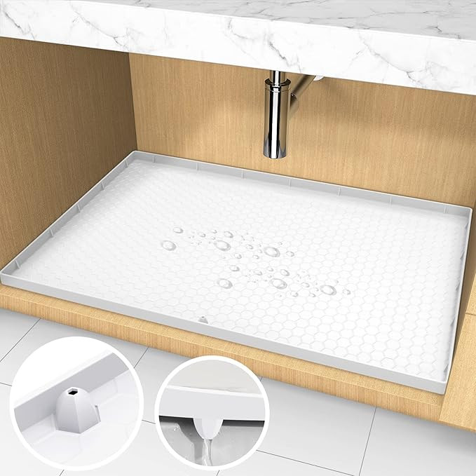 AECHY Under Sink Liner, 34" x 22", Silicone Mat with Unique Drain Hole Design, Waterproof & Flexi... | Amazon (US)