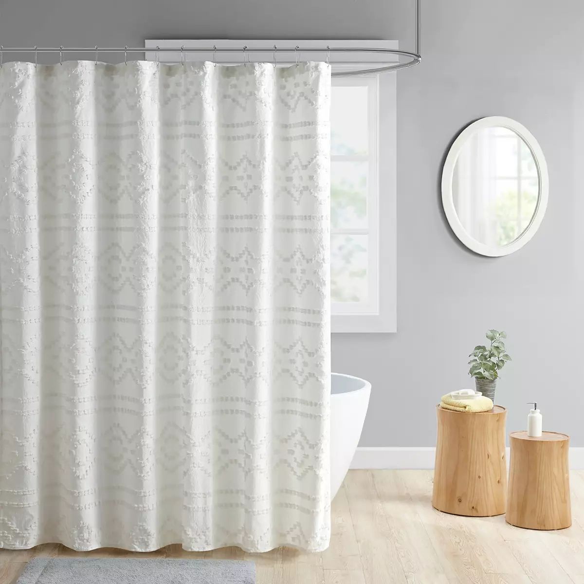 Intelligent Design Whitney Clipped Jacquard Seersucker Shower Curtain | Kohl's