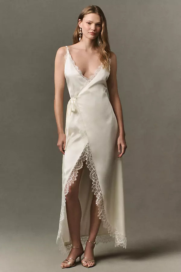 Lace Asymmetric Slip Maxi Dress | Anthropologie (US)