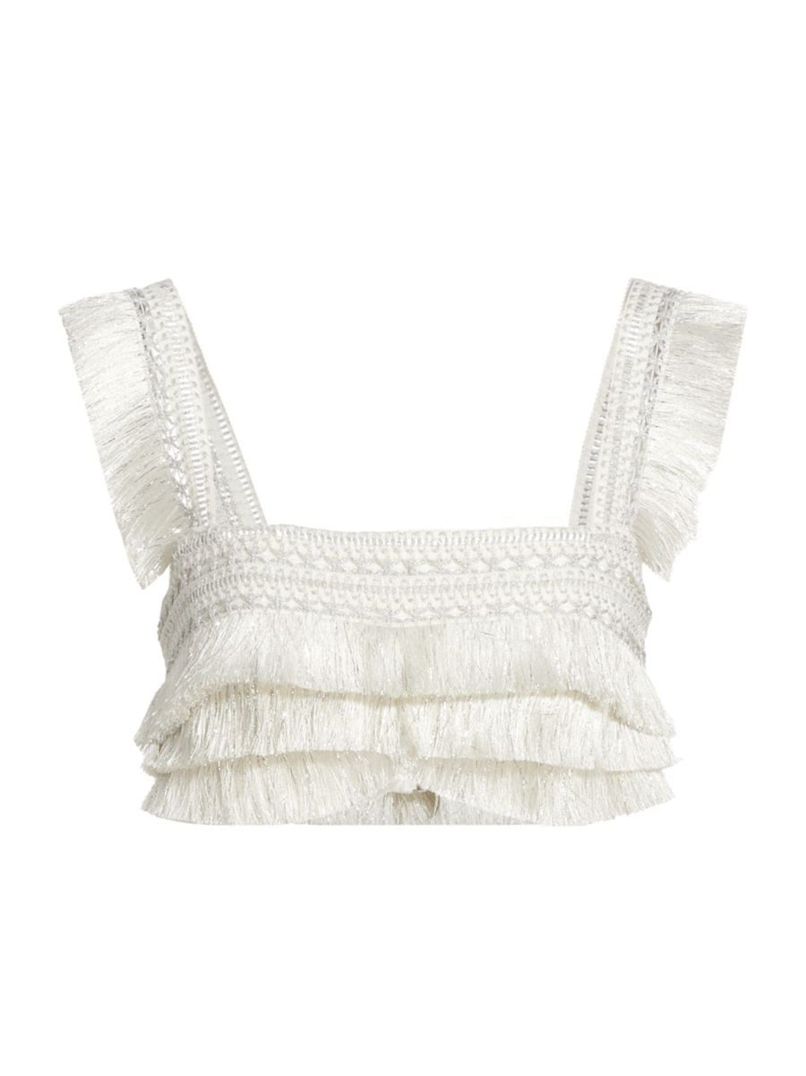 Cropped Metallic Fringe Top | Saks Fifth Avenue
