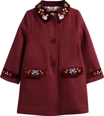 Mini Boden Kids' Embroidered Wool Blend Coat | Nordstrom | Nordstrom