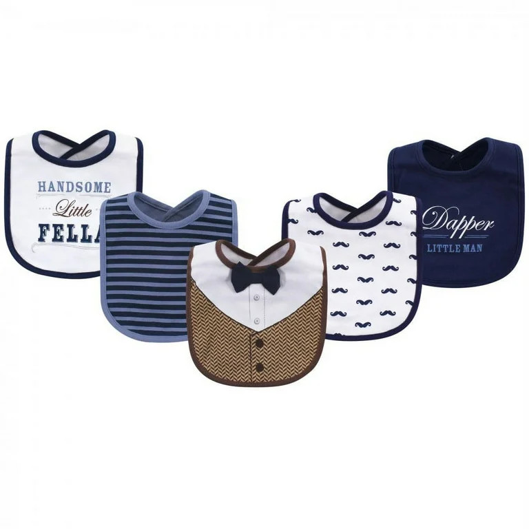 Little Treasure Baby Boy Cotton Bibs 5pk, Handsome Fella, One Size | Walmart (US)