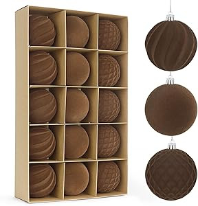 Artmag 15 Pcs Velvet Christmas Balls Hanging Ornaments Set, Shatterproof Plastic Flocked Christma... | Amazon (US)