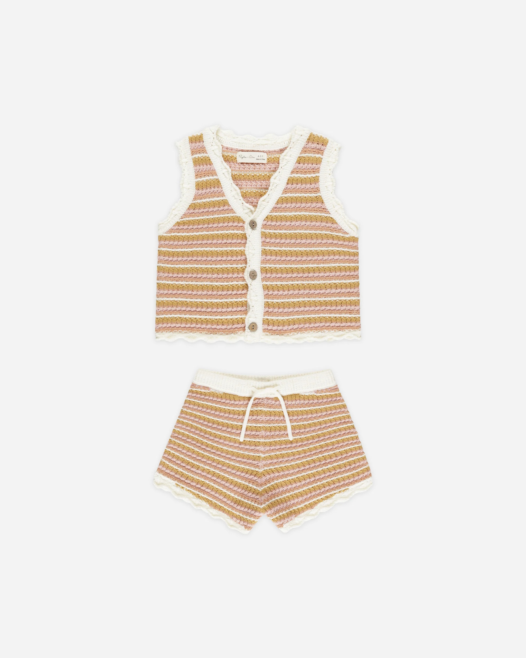 Scallop Crochet Set || Pink Stripe | Rylee + Cru