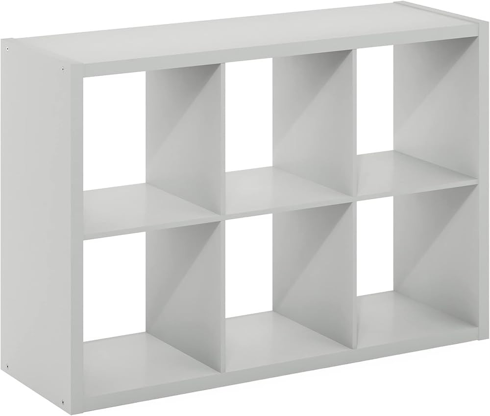 Furinno Cubicle Open Back Decorative Cube Storage Organizer, 6-Cube, Light Grey | Amazon (US)
