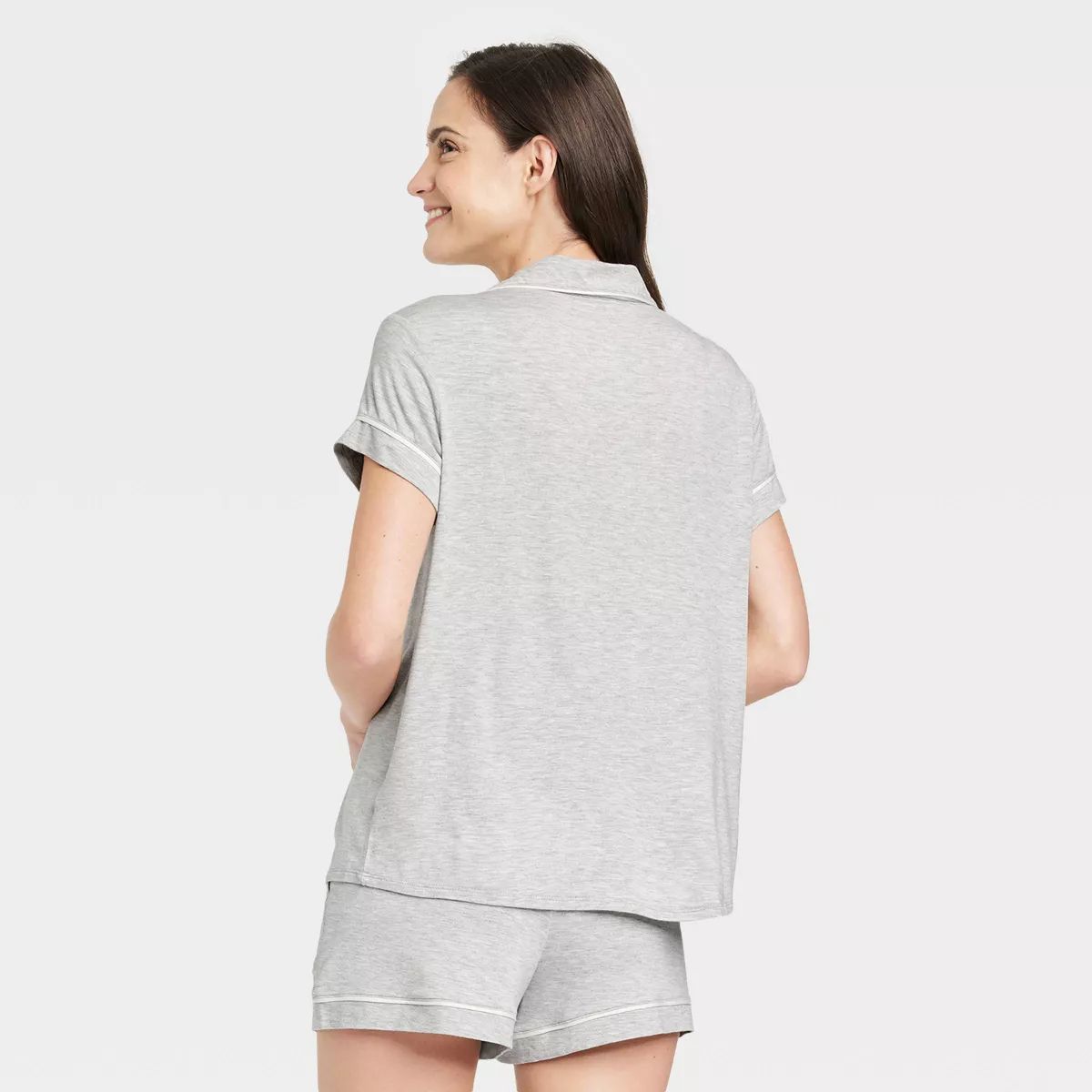 Women's Beautifully Soft Short Sleeve Notch Collar Top and Shorts Pajama Set - Stars Above™ Bla... | Target
