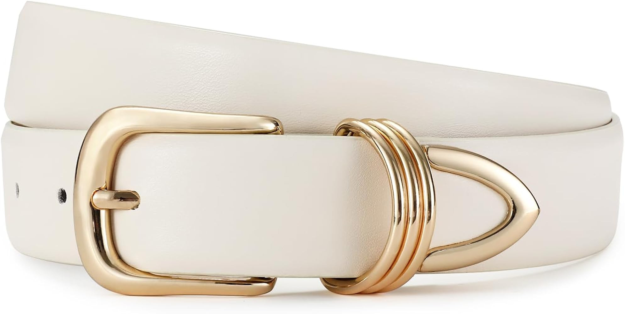Belts for Women with Gold Buckle Faux Leather Belts Fashion Casual belts for jeans | Amazon (US)