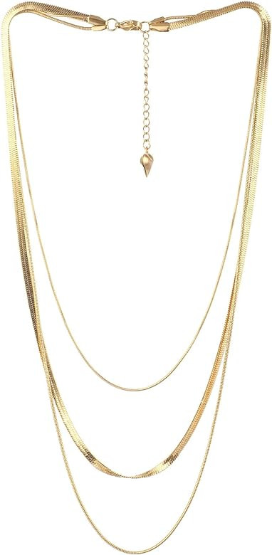 Gold/Silver Layered Necklaces for Women, Dainty 18K Gold Plated Choker Necklaces for Women Trendy... | Amazon (US)