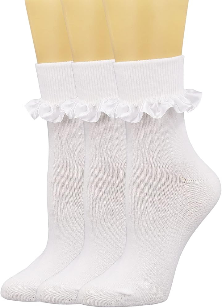 SEMOHOLLI Women Ankle Socks,Pearl Lace Ruffle Frilly Comfortable No-Show Cotton Socks Princess So... | Amazon (US)