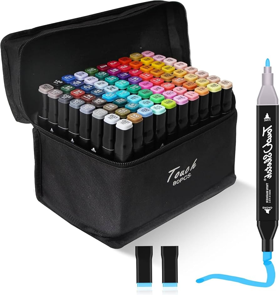 80 Colors Alcohol Markers, Double Tip Art Marker Set for Artist(Broad Chisel and Fine Tip), Perfe... | Amazon (US)