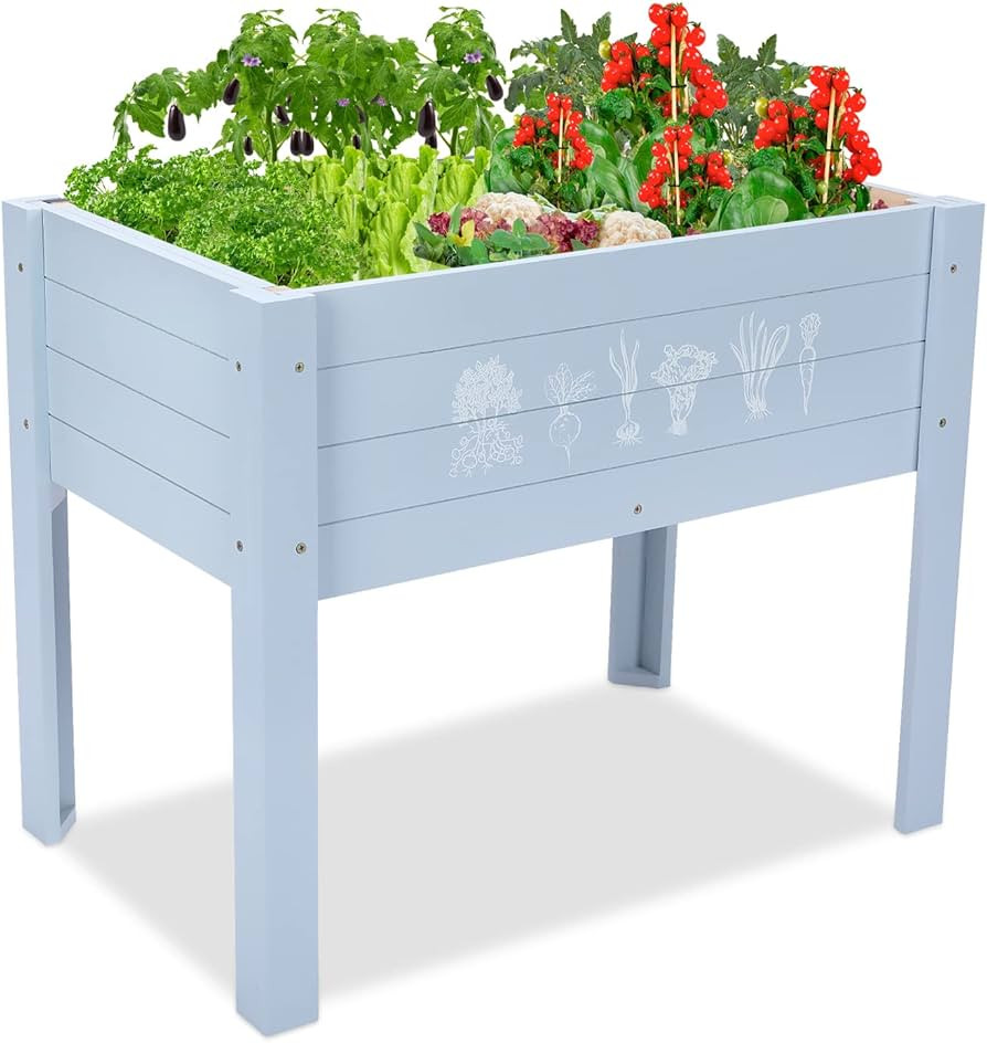 Kids Raised Garden Bed 30 x 24 x 18 Inch Wooden Elevated Raised Garden Bed for Kids Outdoor Plant... | Amazon (US)
