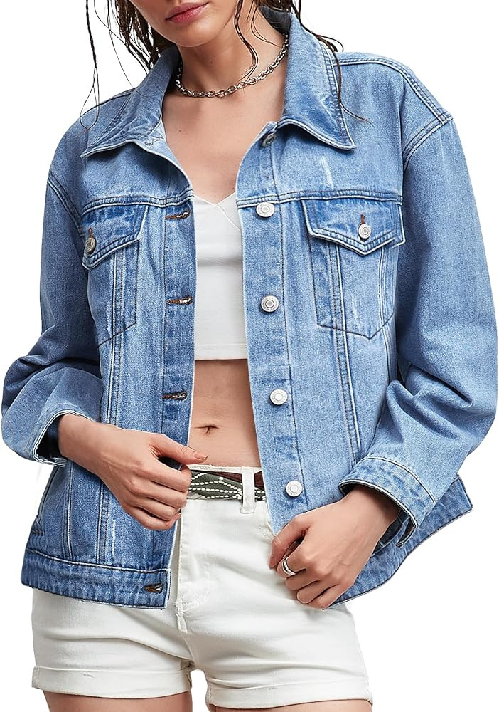 Kedera Women Casual Button Down Denim Jacket Long Sleeve Oversized Jean Jacket Fall Winter Trendy... | Amazon (US)