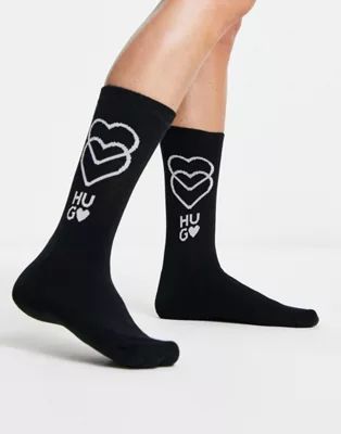 HUGO – Socken in Schwarz mit Herz-Motiv | ASOS (Global)