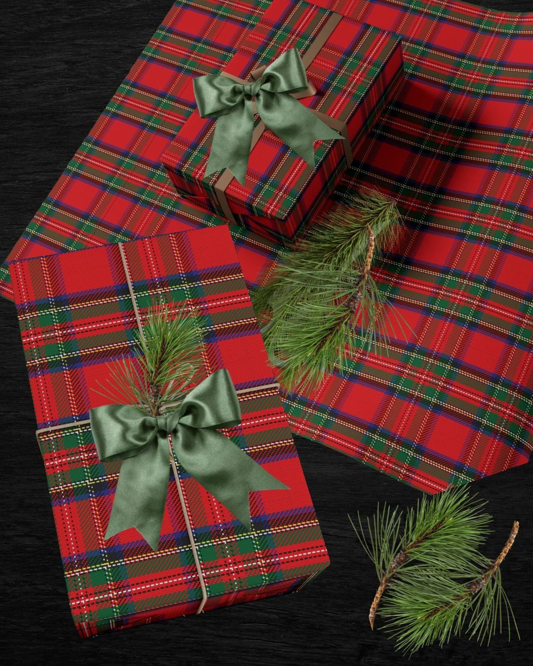 Papel de regalo navideño a cuadros rojos, papel de regalo de tartán - Etsy | Etsy (US)