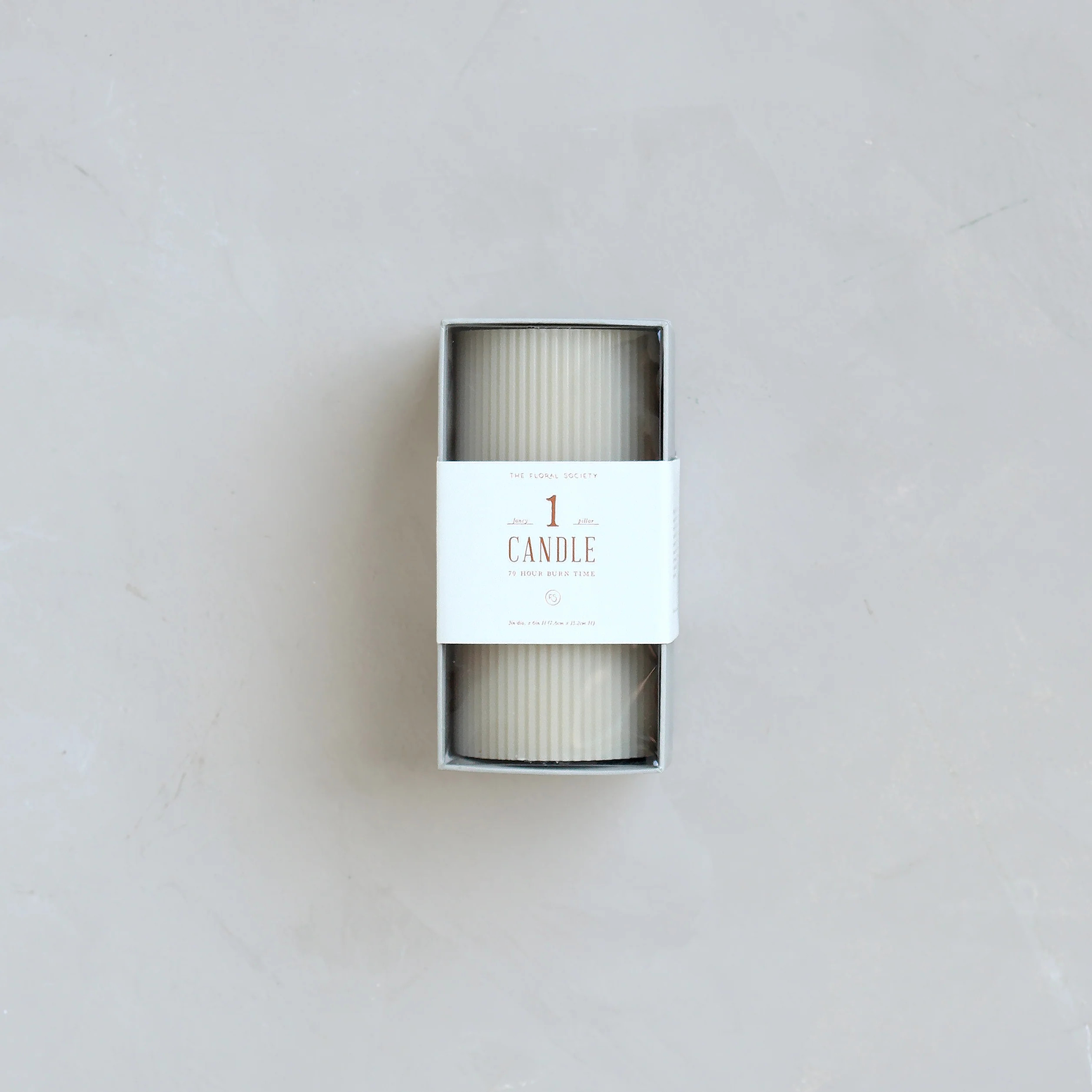 Ribbed Pillar Candle in Parchment | Cottage and Key