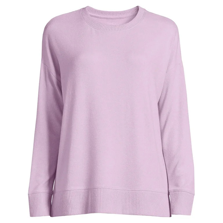 Time and Tru Women's Hacci Knit Pullover Sweatshirt with Long Sleeves, Sizes XS-XXXL - Walmart.co... | Walmart (US)